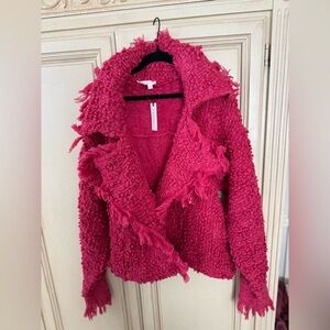 Anthropologie Fuchsia Teddy Jacket